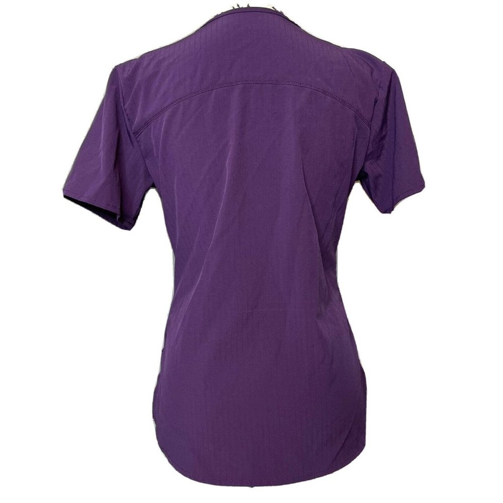 unique scrubs small womens purple full zip short sleeve scrub shirt top - Picture 3 of 4